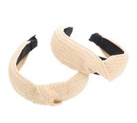 Garneck Diademas de Rafia para Mujer 2 Piezas, Diademas Tejidas Nudo en Color Beige, 5 Cm de Ancho, Accesorios Cabello Vintage, Ideales para Fiestas y Festivales
