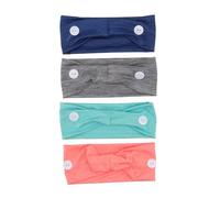 Garneck Diademas Deportivas Elásticas con Botones Absorbentes de Sudor 4 Piezas Sangre Gris Azul Oscuro Verde Menta Anchas y Transpirables para Mujer Niñas Yoga Correr y Uso