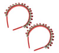Garneck Diademas Navideñas Campanas de Colores 2 Piezas Rojas Diadema para Mujer y Fiesta Accesorio Festivo para Cabello Metal y Tela Ajuste Cómodo para Celebraciones