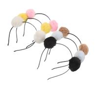 Garneck Diademas Pompones para 6 Piezas en Colores Pastel (amarillo, Negro, Rosa, Azul Claro, Camel) Diademas Suaves y Peludas Orejas de Panda para Disfraces, Fiestas y Uso Diario
