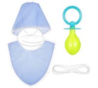 Garneck Disfraz de 3 piezas para adultos - Divertido disfraz de carnaval con chupete babero y sombrero para revelar género y fiestas, ideal como accesorio de mascota para cabinas de fotos, azul,