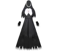 Garneck Disfraz de Monja Zombi para Mujer Adulta, Traje Negro de Halloween | Algodón Mezcla, Estilo Especial y Único, Efecto Decorativo, para Fiesta de Disfraces y Vestuario Adulto