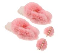 Garneck Forro Cálido Desmontable para Zapatos de Invierno, Plantillas de Felpa Gruesa Rosa con Pompones, Talla 38-39, Protección contra Viento Frío para Actividades al Aire Libre