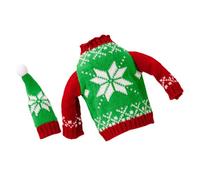 Garneck Funda para Botella de Vino Navideña Gorro, Tejido de Punto Verde Copos de Nieve, Accesorio Decorativo para Fiestas y Restaurante, Cubierta para Botella de Navidad, 1 Unidad