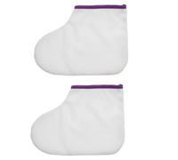 Garneck Fundas para Pies de Parafina Banda Elástica Térmicas y Reutilizables Tamaño Grueso Blanco Borde Morado Calentador para Terapia de Pies Spa y Cuidado Profesional
