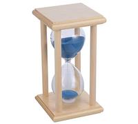 Garneck Glass Hourglass Timer Reloj de Arena 15 Minutes Sand Timer Marco de Madera Sandglass for Office Cocina Decoración del Hogar Ornamento Azul