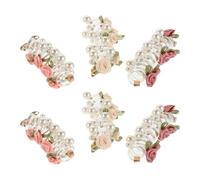 Garneck Gomas Pelo Espiral Perlas y Flores 6 Piezas 2 Deep Pink 2 Beige 2 Light Pink Coleteros Gruesos Elásticos Que No Se Enredan Accesorios para Mujer Ideales para Uso Diario y