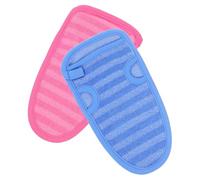 Garneck Guantes Exfoliantes Ducha 2 Piezas Manoplas de Baño de Doble Cara Suave y Profunda Exfoliación Corporal Colores Azul y Rosa Paño Exfoliante Coreano Limpieza Eficaz de Piel