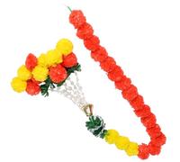 Garneck Guirnalda de Caléndula Artificial con Cencerros para Decoración de Diwali y Celebraciones Flores de Caléndula para Pooja y Fiestas Decoración para Interiores y Exteriores