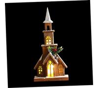 Garneck Iglú Led De Madera para Decoración Navideña Adorno De Escritorio Hogar Iluminación Led para Fiestas Navideñas Artesanía De Madera Hogar