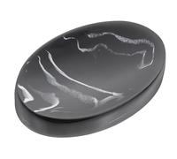 Garneck Jabonera de Resina Diseño de Mármol Negro Estilo Nórdico Compacta y Ligera Bandeja para Jabón Drenaje Adecuado para Baño y Cocina Soporte Práctico para Mantener Jabón Seco