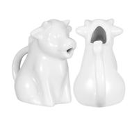 Garneck Jarra de Cerámica Forma de Animal y Asa, Pequeña y Portátil para Leche o Salsa, Adecuado para Cocina y Restaurante, Pack de 2 Piezas Blanco
