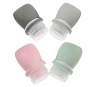Garneck Juego de 4 Botellas de Silicona para Viaje 30Ml Set de Botellas Rellenables para Champú Loción y Artículos de Aseo con Bolsa de Almacenamiento para Uso al Aire Libre y Viajes