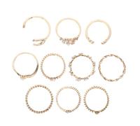 Garneck Juego de Anillos Luna y Estrella Elegantemente Apilables, Aleación Duradera, Conjunto de 10 Piezas para Mujer, Uso Diario y Fiestas, Diseño Versátil y Tamaño Ajustable