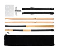 Garneck Juego de Baquetas de Batería con Cepillo y Bolsa de Almacenamiento, Accesorio de Madera y Metal para Cafés y Bares, Práctico Buen Equilibrio