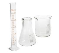 Garneck Juego de Vasos de Vidrio para Laboratorio Cilindro Graduado y Frasco Cónico, Fácil Limpieza y Marcación Clara, Adecuado para Pruebas Científicas