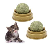Garneck Juguetes para Gatos Pequeños 4 Bolas de Catnip Giratorias Adhesivas Verdes para Morder, Aliviar Molestias Digestivas y Promover la Salud Gastrointestinal