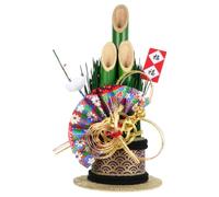 Garneck Kadomatsu DecoracióN Japonesa De añO Nuevo Adorno De Bambú Estilo JaponéS Artesanía para Mesa Decorativa 3.93X3.93X8.66 Pulgadas