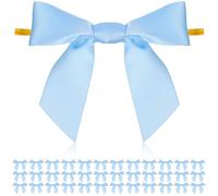 Garneck Lazos Azules para Envolver Regalos, 50 Unidades de Lazos Brida Giratoria, Decoraciones Navideñas Reutilizables para Manualidades y Embalaje en Fiestas