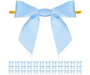 Garneck Lazos Azules para Envolver Regalos, 50 Unidades de Lazos Brida Giratoria, Decoraciones Navideñas Reutilizables para Manualidades y Embalaje en Fiestas