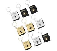 Garneck Llaveros Biblia 9 Piezas Miniatura, Colgantes Religiosos de Plástico, Hierro y Papel, Colores Dorado, Negro y Plateado, Accesorios para Bolso, Fiesta y Obsequio Bíblico