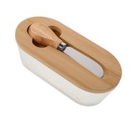 Garneck Mantequillera Hermética de Vidrio con Tapa y Espátula Recipiente Rectangular para Mantequilla y Queso Conservador Compacto para Refrigerador Almacenamiento Fresco para Cocina