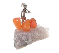 Garneck Natural Amethyst Cluster Miner Figure Home Decoration Handcrafted Crystal Sculpture for Healing and Feng Shui