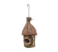 Garneck Nido De Pájaros Colgante De Madera y Paja Refugio Artificial para Periquitos y Aves Pequeñas Decoración Natural para Jaulas y Jardines Exteriores