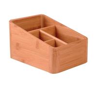 Garneck Organizador Creativo de Bambú para Cosméticos y Control Remoto Diseño de Esquina Redonda, Caja de Almacenamiento Multifuncional para Oficina y Hogar, Medidas 7.7x5.7x4.3 Pulgadas