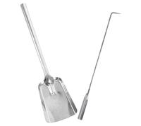 Garneck Pala para Cenizas y Atizador para Chimenea de Hierro Grueso, Set 2 Piezas Pequeño, Accesorio para Fogatas y Estufas de Leña, Herramienta para Manejo Seguro del Fuego en Hogar