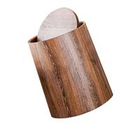 Garneck Papelera Redonda con Tapa Abatible Efecto Madera Cubo Basura de PP Ligero para Cocina Baño Dormitorio y Oficina Capacidad Grande y Diseño Compacto Elegante