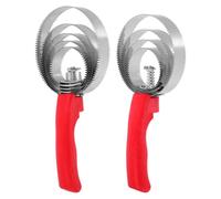 Garneck Peine de Curry Doble Cara para Caballos y Perros de Acero Inoxidable Rojo Mango Ergonómico Reutilizable, Paquete de 2 Unidades para Cuidado y Limpieza