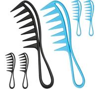Garneck Peine de Dientes Anchos para Cabello Rizado y Grueso, 6 Piezas (3 Negros 3 Azules), Herramienta para Peinar de Abs Resistente, Adecuado para Hombres y Mujeres, Cuidado Suave