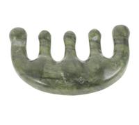 Garneck Peine de Jade Verde Oscuro para Masaje de Cuero Cabelludo Mini Cepillo Portátil Multiusos Herramienta Gua Sha para Estimular Circulación y Desenredar Cabello Húmedo y Seco