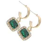 Garneck Pendientes Hebilla Oreja de Cristal Verde, Pequeños y Ligeros, 1 Par de Accesorios Oídos Femeninos, Joyas Modernas para Uso Diario y Ocasiones Obsequios