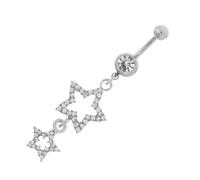 Garneck Piercing De Ombligo con Colgante Estrella y Brillantes, Anillo De Botón Metálico Plateado, Joyería para Mujeres y Niñas, Accesorio Pequeño para Uso Diario y Eventos, Cómodo y Seguro