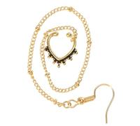 Garneck Piercing Nariz en Forma de U, Anillo Metálico Creativo Dorado Tamaño 25, Cadena Larga para Punción Nasal, Joyería para Cuerpo Adecuado para Fiestas y Club