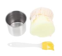 Garneck Pincel de Aceite con Bandeja de Acero Inoxidable para Untar Panqueques, Utensilio Práctico para Cocina de Tortitas y Huevos Fritos, 1 Set Color Plata Color Color Aleatorio
