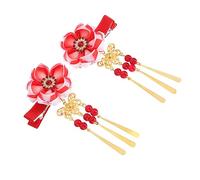 Garneck Pinza Pelo Estilo Kimono Roja de Algodón Ligera y Decorativa, Accesorios para Mujer Que Combinan Ropa Japonesa como Kimono