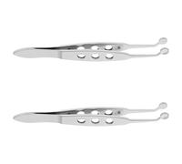 Garneck Pinzas para Masaje de Glándulas de Meibomio Acero Inoxidable Punta Redonda 5X5 MM 2 Piezas Herramienta Profesional para Desbloquear y Limpiar Párpados Sensibles Uso Doméstico