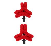 Garneck Pinzas Pelo Tejidas Forma de Enfado Color Rojo Tamaño Pequeño 1 Par de Accesorios Originales para Flequillo Ideales para Uso Diario y Eventos Temáticos
