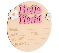 Garneck Placa Anuncio Redonda Madera Decorativa Rosa para Bebés Fiesta Primer Cumpleaños Regalo Shower