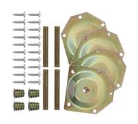 Garneck Placas de Montaje en Ángulo 12° para Sofás Tornillos para Fijador y Conector 4 Piezas Galvanizadas de Hierro Macizo 70x67x1.2 Mm Patas de Muebles Mesas y Sillas de Estilo
