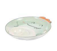 Garneck Plato de Cerámica Verde y Platillo para Salsa para Dumplings con Diseño Compartimentado Adecuado para Servir Aperitivos Ocasiones
