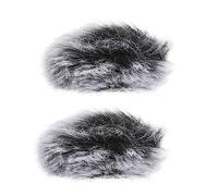 Garneck Protector De Micrófono Clip Antirruido, Funda De Peluche Gris y Negro, Paquete De 2 Unidades, Cubierta Protectora Resistente Al Viento Para Micrófono Portátil y Grabación Exteriores