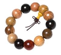 Garneck Pulsera de Cuentas de Madera de Sándalo Natural 18Mm 13 Piezas Estilo Étnico para Mujer y Hombre Joyería Espiritual Budista Pulsera Artesanal Adecuado para Uso Diario y Viajes