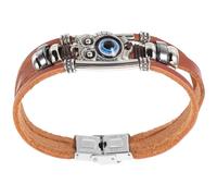 Garneck Pulsera de Hombre de Piel de Vacuno Trenzada Multicapa Dije de Búho y Ojo Malvado, Tamaño Ajustable, Joyería de Moda para Uso Diario y Ocasiones Obsequios