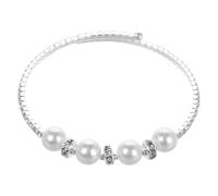 Garneck Pulsera de Perlas Falsas y Pedrería Plateada para Mujer, Brazalete Elegante para Boda, Accesorio Nupcial Brillante y Minimalista, Adecuado para Vestido Novia y Eventos Obsequios