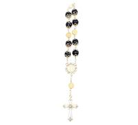 Garneck Pulsera de Rosario Religiosa Cuentas de Perlas de Vidrio Negras, Cadena Cruzada Católica, Joyería para Mujer, Accesorio para Comunión y Uso Diario, Diseño Multicolor Elegante