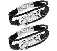 Garneck Pulseras Punk de Escorpión para Hombre, Brazaletes de Cuero Pu Negro Diseño Gótico, Cómodos Fina Manufactura, Paquete de 2 Piezas para Estilo Urbano